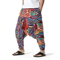 Muške hipi hlače Baggy Boho pantalone lanene crteže harem joga duge hlače tietoc