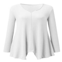 Paille Women Majica Solid Color Tee Dugi rukav majica Casual Loungewer Tunic Bluza White 3xl