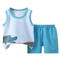 ROVGA Ljetni toddler dječaci odijelo za bebe crtane odjeće prsluk bez rukava otisnuti dinosaurus + kratke hlače