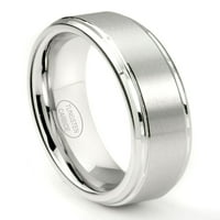 Andrea Jewelers White Tungsten Carbide Vjenčani prsten sa podignutim centrom SZ 8.5