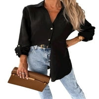 Enjiwell Womens Ležerni gumb Majica dugih rukava za bluzu na radnoj odjeći