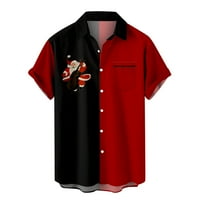Zermoge Bluzes Majice za muškarce na čišćenju Prodaja Muška Ležerne tipke Božić Santa Claus Print sa