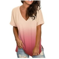 Gacuw košulje za žene Bluze s kratkim rukavima Torbe Redovni fit pulover majice Gradijevne vrhove V