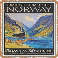 Metalni znak - Orijent Cruises Norveška Vintage ad - Vintage Rusty Look