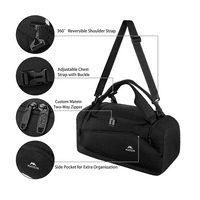 Matein muške crne 45l kabrioletne dufffle torbe za prenošenje backpack-a prijenosnog računala