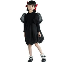 Little Girl Haljine veličine 5 - Dječja ljetna suknja Haljina moda Puffy rukava Chiffon Crna dugi rukav