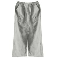 Kiplyki Clearence Trendy hlače za žene Dame Solies Solies Elastični struk pamučne i posteljine Big džepne