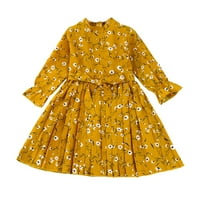 Anuirheih Toddler Kids Baby Girls Mandarin rukav cvjetni ispis Nasled haljina princeza 2-7y