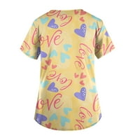 Leylayray ženska bluza Ženski personalizirani ispis kratkih rukava V-izrez Work T-majice Yellow XXXXL