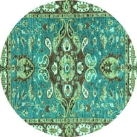 Ahgly Company u zatvorenom okrugli geometrijski tirkizni plavi tradicionalni prostirci, 8 'krug