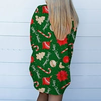 Fjofpr Ženska odjeća vrhovi božićnih kardigana za žene s dugim rukavima otvoreni prednji ispisani kardigan