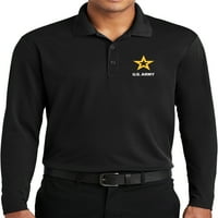 Vojska zvijezda logotip bijeli prsni košulji s dugim rukavom vlagom Wicking polo majica, 4xL Royal