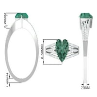 Dizajner je stvorio zeleni safirni prsten sa moissite, srčanim prstenom, 14k žutom zlatom, SAD 8.00