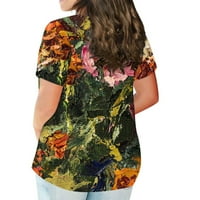 Strungten ženska modna casual ljeta plus veličine cvjetni print kratkih rukava Crewneck Top bluze za
