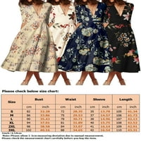 Colisha Ženske ljuljačke haljine duboko u vratu A-line-haljina cvjetna print midi haljina casual odmor