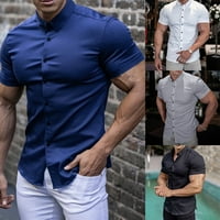 Muški gumb dolje majica kratkih rukava s majicom Slim Fit casual bluza bijela l