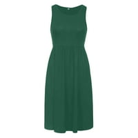 Ženska povremena suknja od pune boje na plaži od labave bez rukava od sunca tanka haljina tamno zelena xxl