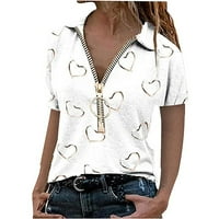 Majice za žene za žene grafičke majice sa zatvaračem u kratkim rukavima ljetni vrhovi Slim Fit Ležerne