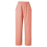 Wotryit ženske pantalone Žene Ležerne prilike u boji labavi džepovi Elastične strugove Duge pantalone