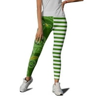 Ženske hlače visokog struka Yoga Hlače za jogu sreću zeleni pilates ženske pantalone za trčanje ispisuju