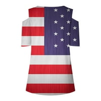 Košulja američke zastave Žene Patriotska majica Vintage USA Zastava izbjeljive majice kratki rukav 4.