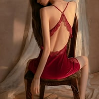 Ženska noćna ruboža Seksi spavanje V-izrez modalna babydoll lounge haljina crvena veličina l