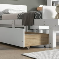 Krevet od platforme dvostruke veličine, drveni platforma krevet sa skladišnim ladicama, bijela