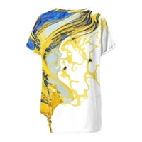 Ženski vrhovi modni ženski V izrez Ležerne prilike za ispis kratkih rukava T-majice vrhovi Yellow XL