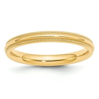 Carat u Karatsu 10k žuti zlatni široki bend Milgrain Pola okruglog udobnosti-fit vjenčani prsten veličine