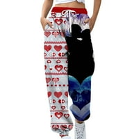 Kakina S Clearence Ženske hlače za ljetni ženski modni ležerni za ispis džep elastičnih struka Duge
