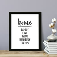 Porodica Love Vjera Sreća prijatelji, crna uokvirena štamparska zidna umjetnost