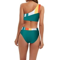 Tking Fashion Womens kupaći kostimi split kupaći kostim Jedno rame Bikini Print Mali svježi kupaći kostim