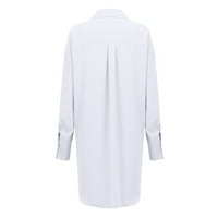 Bazyrey Womens Ljetni vrhovi Čvrsta tiskana bluza Ženka Henley Casual LOGHLE LOUNY TUNIC T-majice Bijela