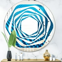 Art DesimanArt 'Sažetak plava valovita II' tiskani moderni okrugli ili ovalni zidni ogledalo - vrtlog
