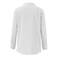 Cardigan za ženu Modni ženski kauzal rounk vrat za ispis bluza dugih rukava majica jesen džepni vrhovi bijeli xxl