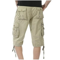 Gahvov teretni pantalone za muškarce Teretne hlače za muškarce Pamuk labavi fit patentni gumb Multi-džepne