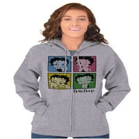 Betty Boop Classic Cartoon Slatka Zip Hoodie Duks žene Brisco Marke 2x