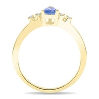 Ženski tanzanit i dijamantski prsten u obliku kruške u 10k žuto zlato