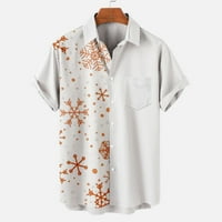 Odeerbi Grafičke majice na plaži za muškarce Casual tipke Božićska štampanje bluza sa džepnim rever