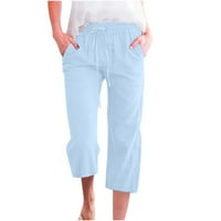 Smihono ženska moda Žene Ležerne prilike pune boje elastične hlače Ravne široke noge pantalone sa džepom