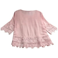 Žene vrhove košulje od pola rukava cvjetna bluza za ispis Elegantna tunika majica Business Pink L