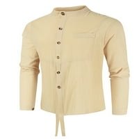 Glonme Muška Tunička košulja od pune boje Trub Mobita Bluza Modne postolje Košulje Khaki L