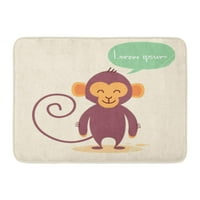 Životinjski smeđi slatki majmunski crtani chat chat Crtanje ravnog predimenzijskog prostirke APE prostirke