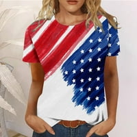 TAWOP grafički USA majice Žene kratkih rukava gornje cvjetno-print kratkih rukava ljetna posada
