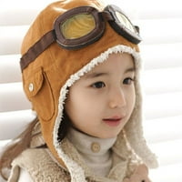 Toddler pilot šešir za dječje dječake djevojke šešire od runa obloge pilot kape s ušijim, crnim, 2-