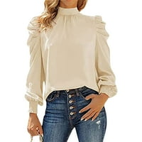 HHEI_K majice s dugim rukavima za žene ženske jesenje i zimske dugih rukava s dugim ovratnikom Bubble dugih rukava Ležerna majica