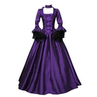 Vintage Retro Gothic dugih rukava s kapuljačom dugih haljina, ljubičasta izlaska haljina za žene plus