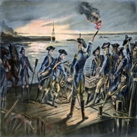 Bitka na Long Islandu, 1776. NContinental artiljerija sa Long Islanda, New York, avgust 1776. Litografija,