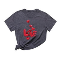 Odeerbi zaljubljeni piling vrhovi za žene V izrez T-majice tiskani džep kratkih rukava