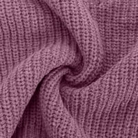 Hueook Dukseri za žene V-izrez Solid Boja uzročno pleteni pulover dugih rukava s dugim rukavima za toplu